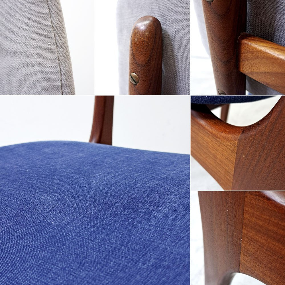 ボルティンゲ・ストールファブリック Boltinge Stolefabrik model.74 ダイニングチェア チーク材 ファブリック デンマーク 北欧ビンテージ ●