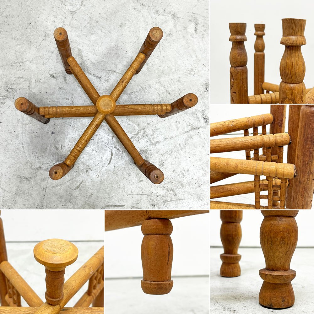 モロッコ家具 Moroccan Furniture フォールディング メタルトレイテーブル ティーテーブル センターテーブル Φ64cm 木製脚 折りたたみ式 ●