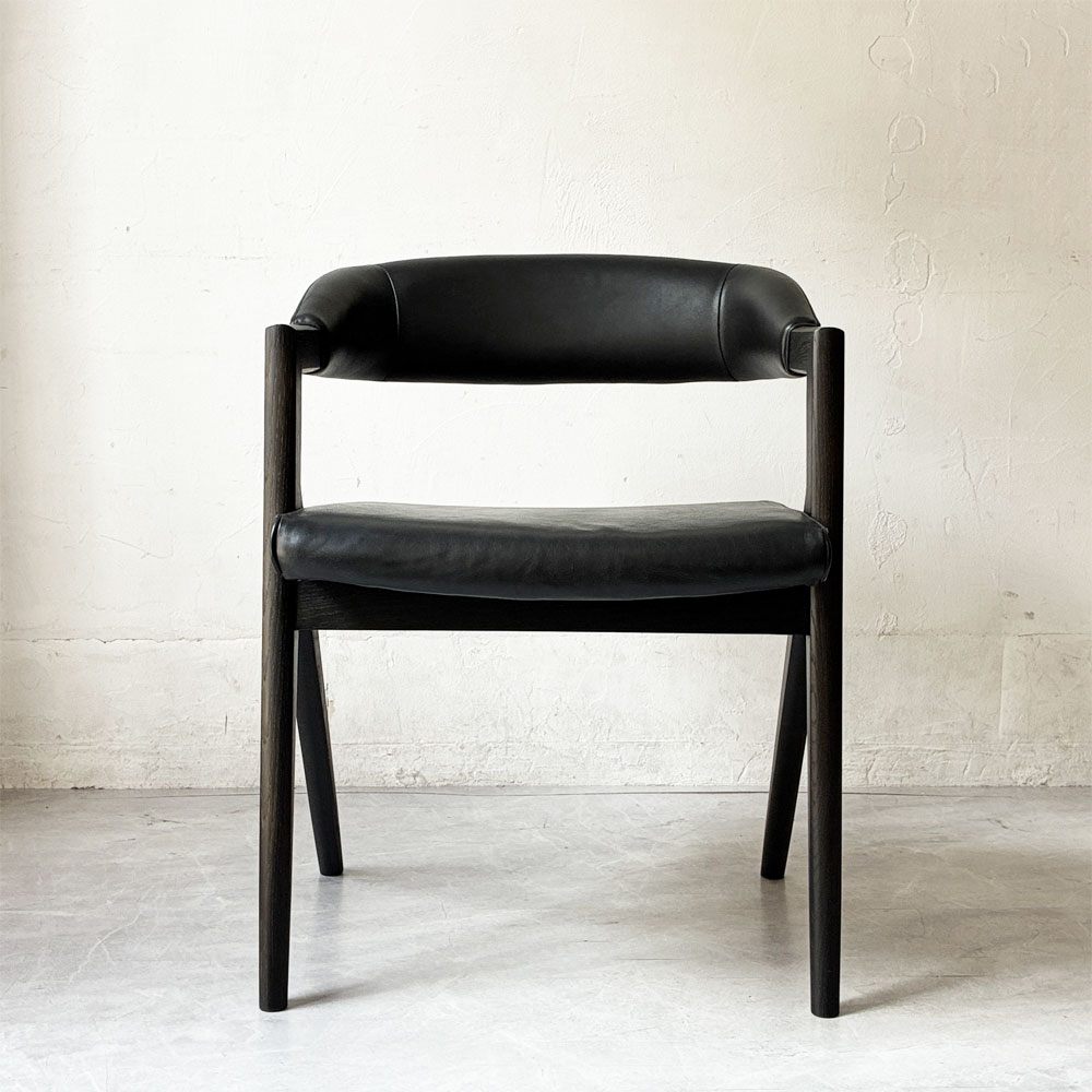 スクエアルーツ SQUARE ROOTS ランナチェア LANNA CHAIR ダイニングチェア アームチェア オーク材×牛革 レザー 美品 参考価格￥77,000- A ★