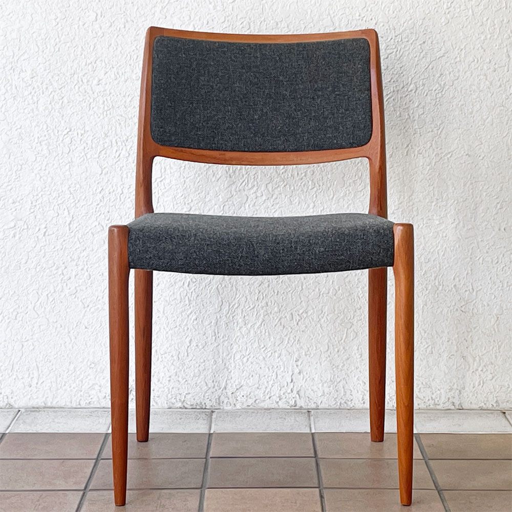 JLモラー J.L.Moller Model No.80 チーク材 ダイニングチェア ファブリック ニールス・O・モラー デンマーク 北欧家具 B ◇