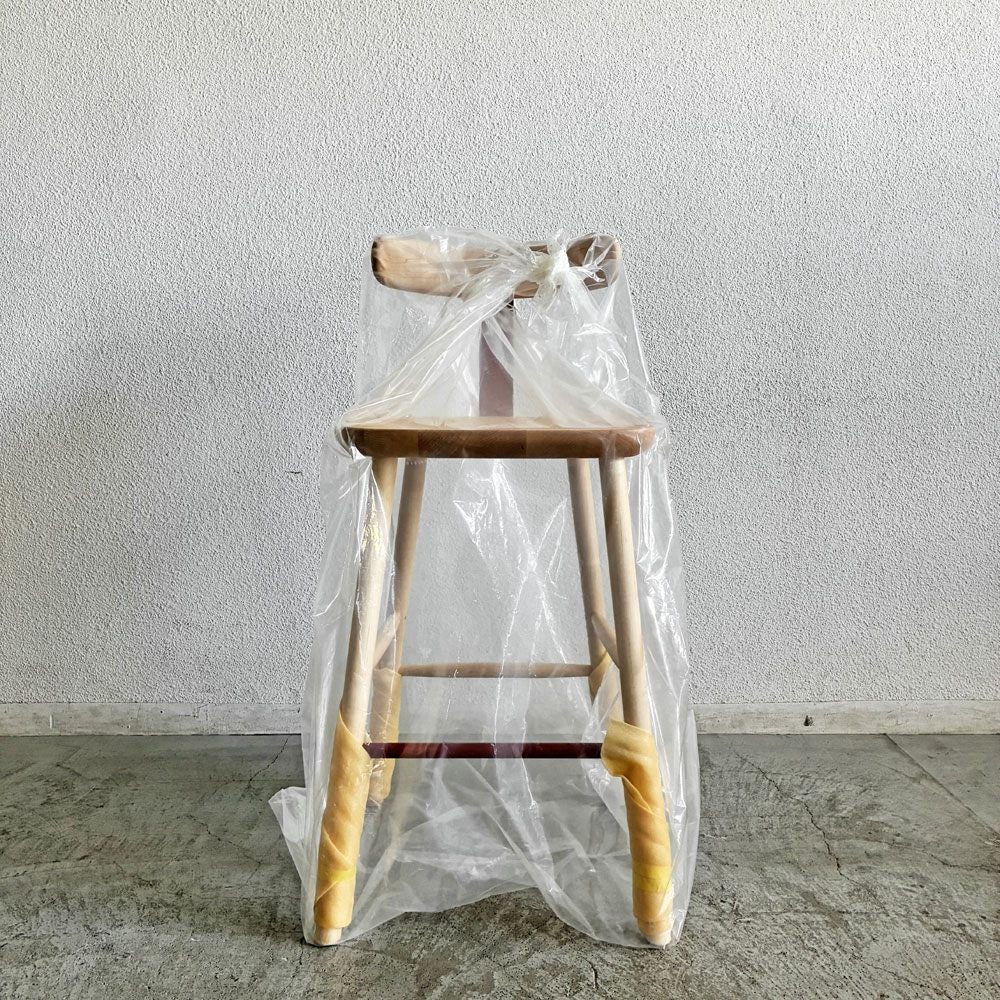 マルニコレクション MARUNI COLLECTION ティーアンドオー T&O T2 バースツール Mid メープル材 レッドスチール 座高64cm ジャスパー・モリソン マルニ木工 定価￥95,700- 未使用保管品 A 〓