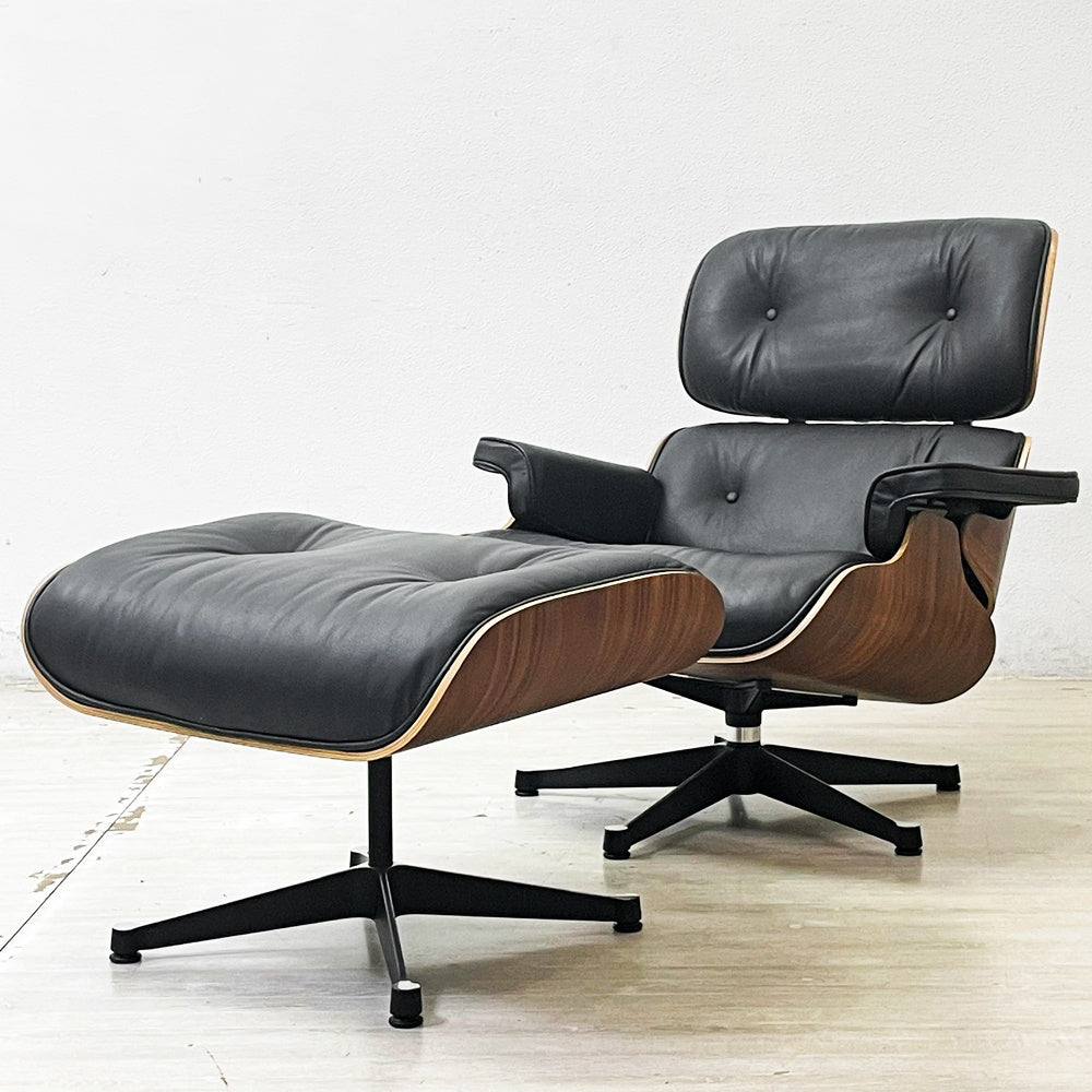 イームズラウンジチェア＆オットマン ブラック チャールズ＆レイ・イームズ C&R Eames ミッドセンチュリー リプロダクト品 ●