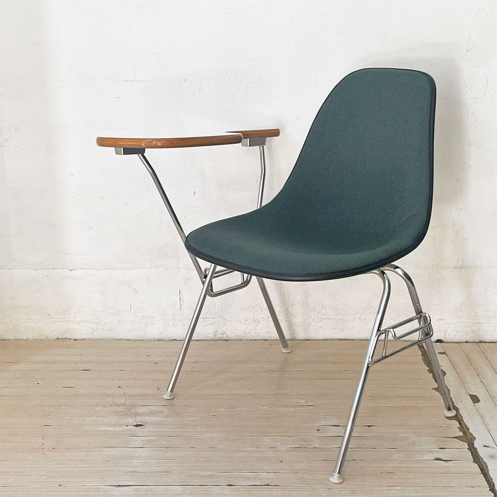 ハーマンミラー Herman Miller サイドシェルチェア セカンド 2nd ビンテージ アプホルスター スクールベース スタッキングベース 肘掛けテーブル付 イームズ ミッドセンチュリー B ★