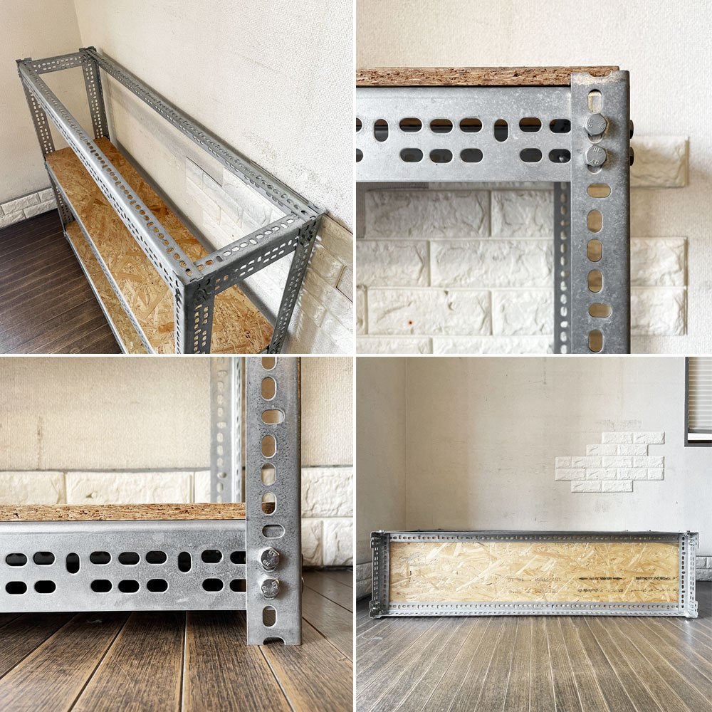 リオン LYON アングルシェルフ SLOTTED ANGLE SHELF 3段 オープンシェルフ W122cm セミオーダーサイズ インダストリアル 工業系 P.F.S.取扱 ◎