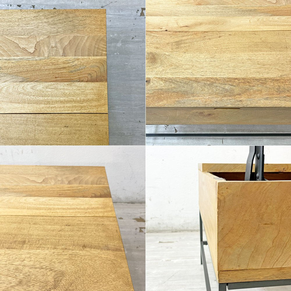 ウエストエルム West Elm コーヒーテーブル Industrial Storage Pop-Up Coffee Table マンゴーウッド インダストリアル ナチュラル ●