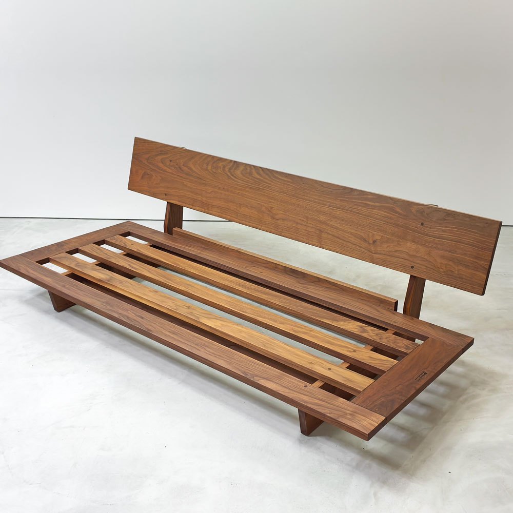 マスターウォール MASTERWAL モノ MONO 3Pソファ W180cm ウォールナット無垢材 フェザークッション プリモネイビー アカセ木工 ●