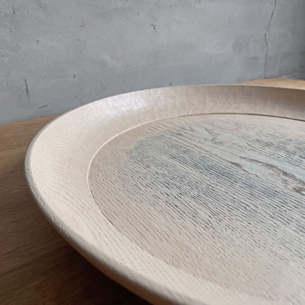 三谷龍二 Ryuji Mitani 白漆 リム皿 ラウンドプレート 大皿  特大サイズ 36×36×4.5 cm 木工作家 現代作家 希少サイズ 銘入り ♪