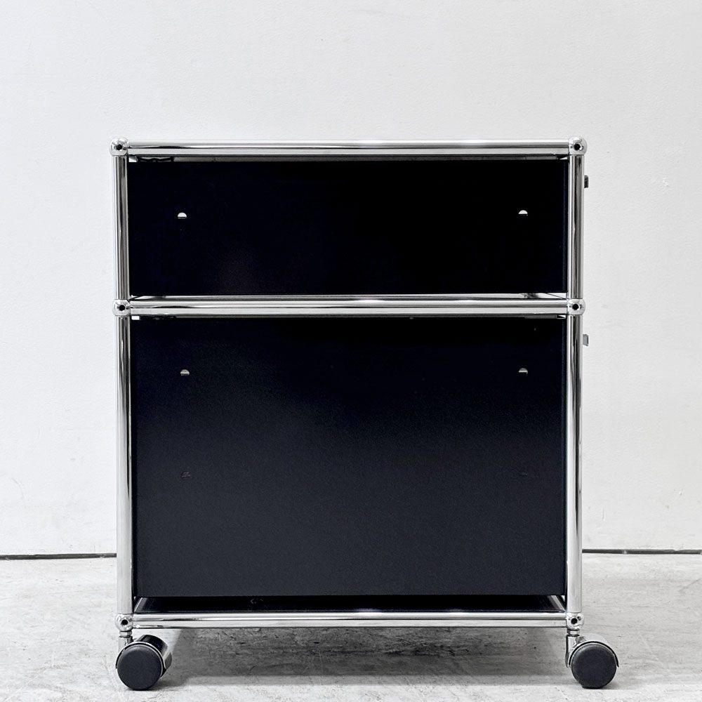 ユーエスエムハラー USMハラー USM Haller モジュラーファニチャー ロールボーイ デスクワゴン 2ドロワー ブラック系カラー キャスター付き ●