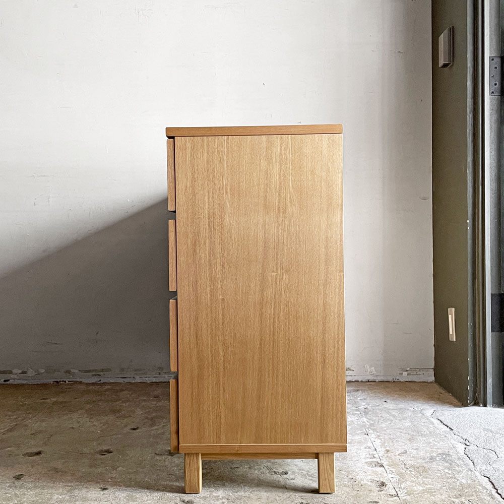 無印良品 MUJI 木製チェスト ワイドチェスト 4段8杯 120cm オーク材 ナチュラルモダン 廃番 ■