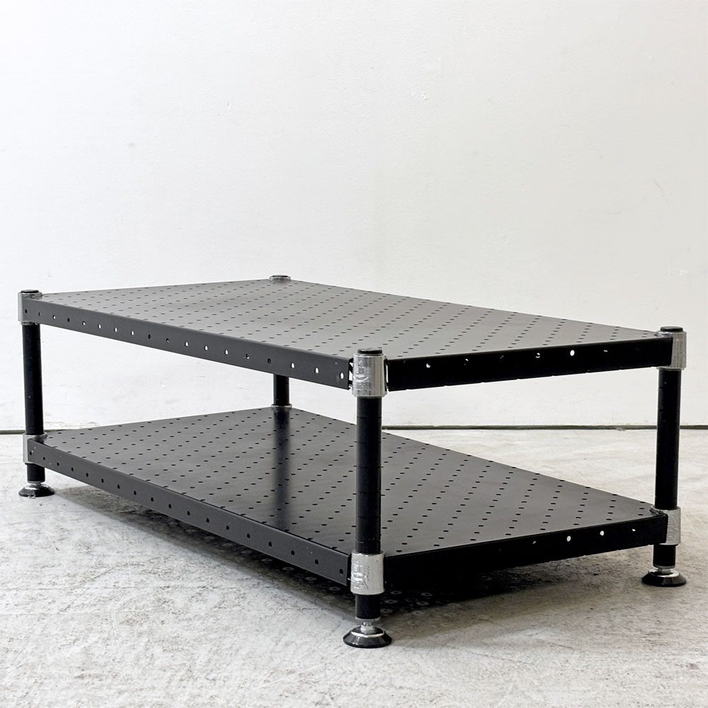エレクター ERECTA メタルラック Metal Rack 2段 ローテーブル AVボード  W91cm ブラック アジャスター付き ●