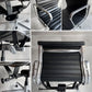 ハーマンミラー Herman Miller イームズアルミナムグループ マネジメントチェア アルミバフベース ガス圧昇降 5本脚キャスター 本革 レザー ブラック  B ♪