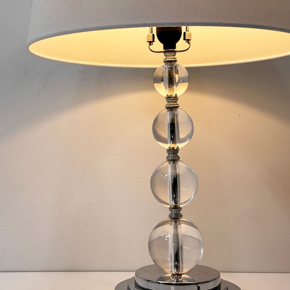 クラシカルデザイン ClassicalDesign ガラスボール × メタルベース テーブルランプ 布シェード 卓上照明 モダンデザイン A ●