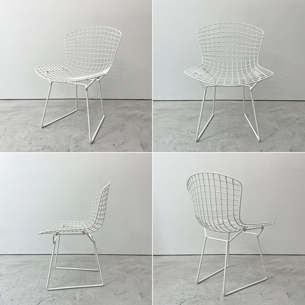 ノル Knoll 420 サイドチェア ワイヤーチェア ダイニングチェア ホワイト × グレー ファブリック フルカバー仕様 ハリー・ベルトイア ミッドセンチュリー ビンテージ B ●