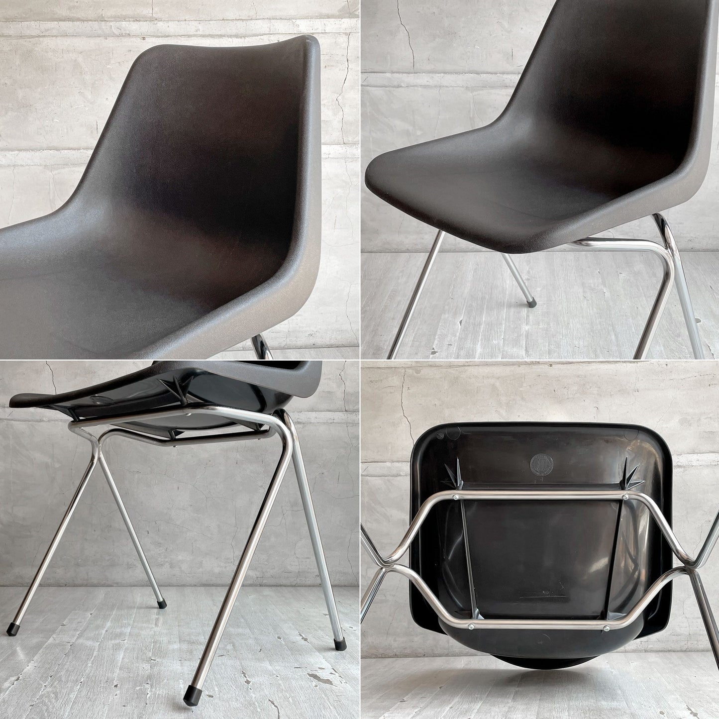ヒリー HILLE ポリサイドチェア POLYSIDE CHAIR ロビン・デイ ROBIN DAY クローム Chrome ブラック イギリス ♪