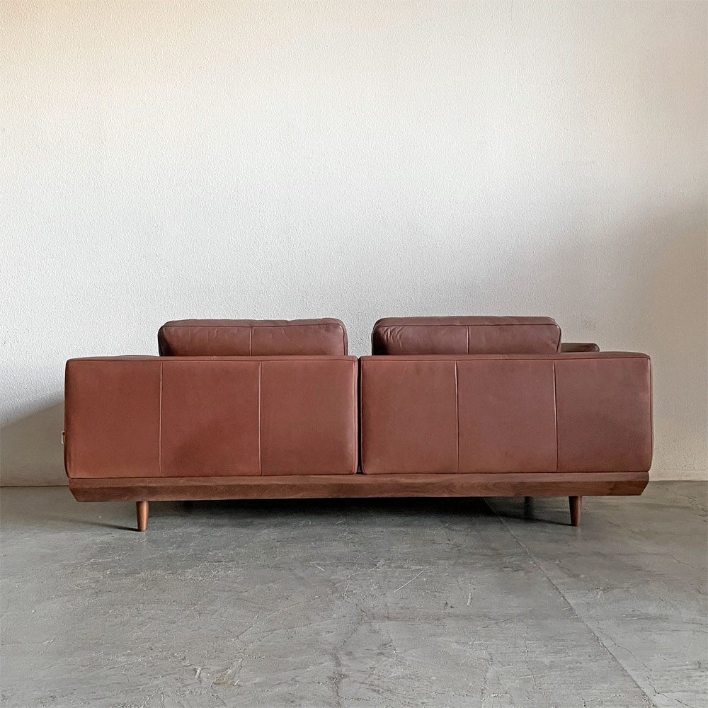 マルイチセーリング MARUICHI SELLING アルバ ALBA 2.5人掛けソファ W194cm ウォールナット材 本革 ブラウンレザー 脚付 定価￥765,600-以上 〓