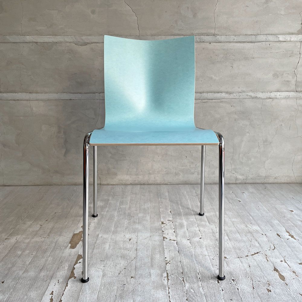 エンゲルブレヒト Engelbrechts チャリックチェア CHAIRIK Chair 101 ダイニングチェア スタッキング 4本脚 アイスブルー プライウッド スチール デンマーク 未使用品 定価63,800円 ♪