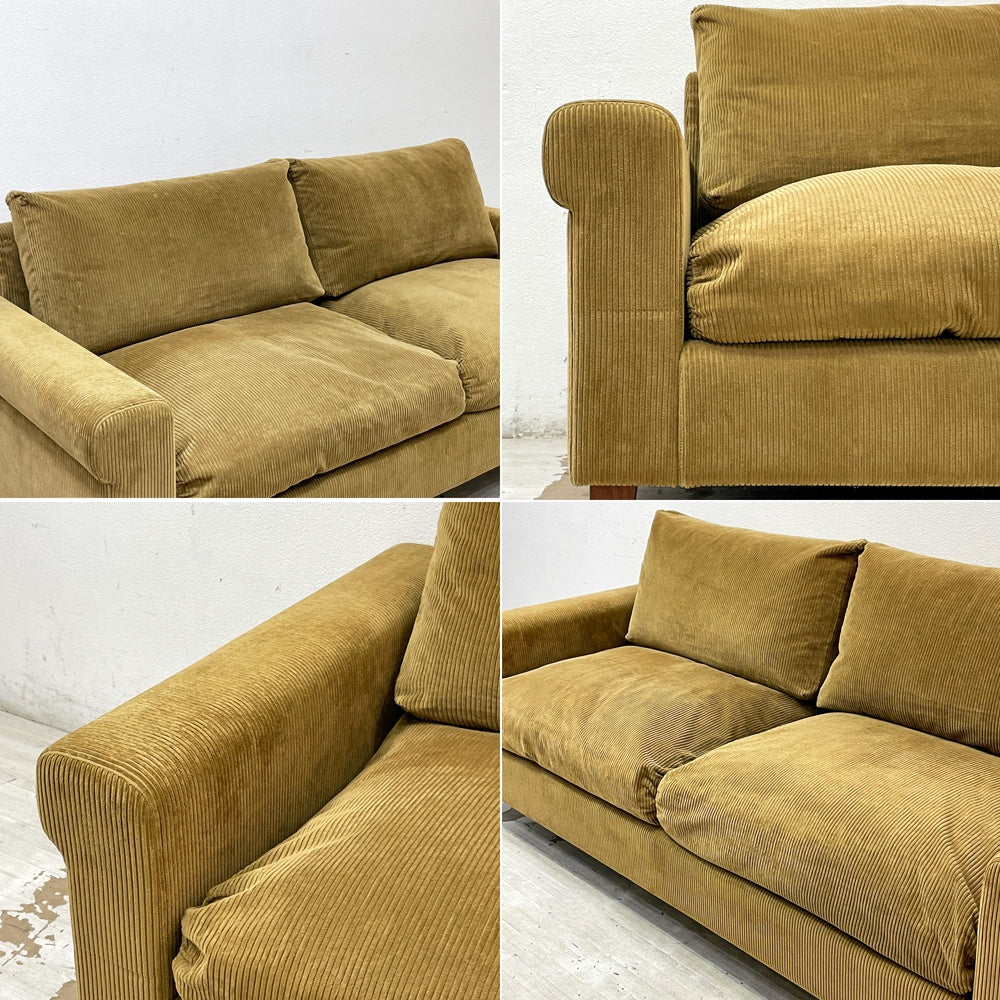 トラックファニチャー TRUCK FURNITURE FKソファ SOFA 3シーター コーデュロイ ウォールナット無垢材 フェザークッション 張地F-21 グリーン ●