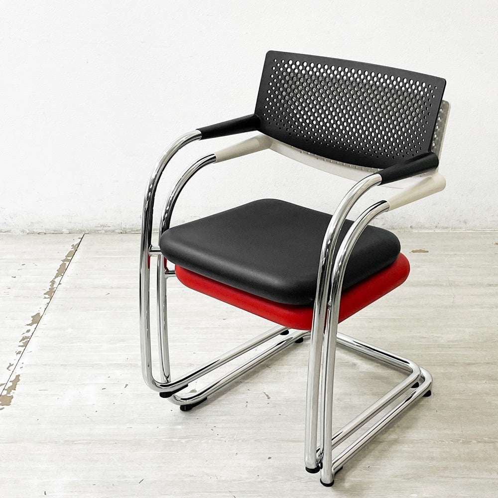 ヴィトラ vitra ビザビ2 Visavis2 アームチェア デスクチェア スタッキングチェア カンティレバー ブラック×ブラック アントニオ・チッテリオ ●