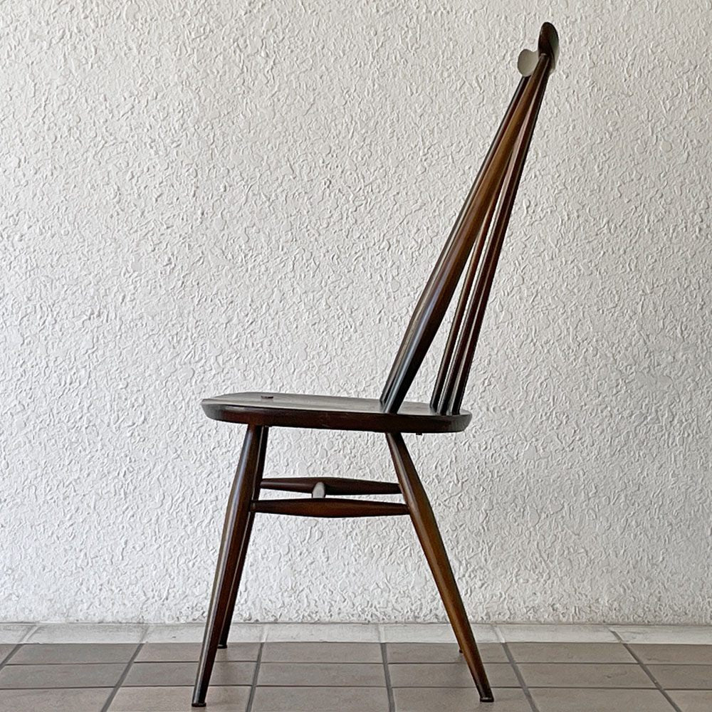 アーコール Ercol ゴールドスミス ダイニングチェア コロニアル ハイバック エルム材 ダークブラウン ブルーラベル UKビンテージ 英国 ◇