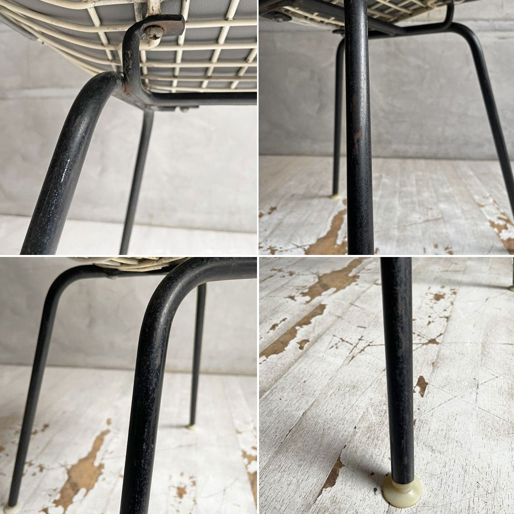 ハーマンミラー Herman Miller ビンテージ ワイヤーチェア Wire Chair DKR2  ホワイトワイヤー Hベース ビキニパッド付 グレー C&R イームズ ミッドセンチュリー ♪