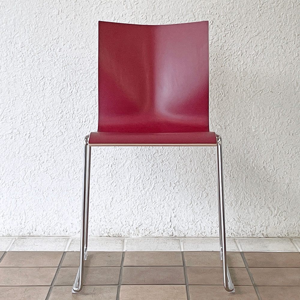 エンゲルブレヒト Engelbrechts チャリック CHAIRIK 107 ダイニングチェア スタッキング そり足 ボルドー 未使用品 デンマーク A ◇