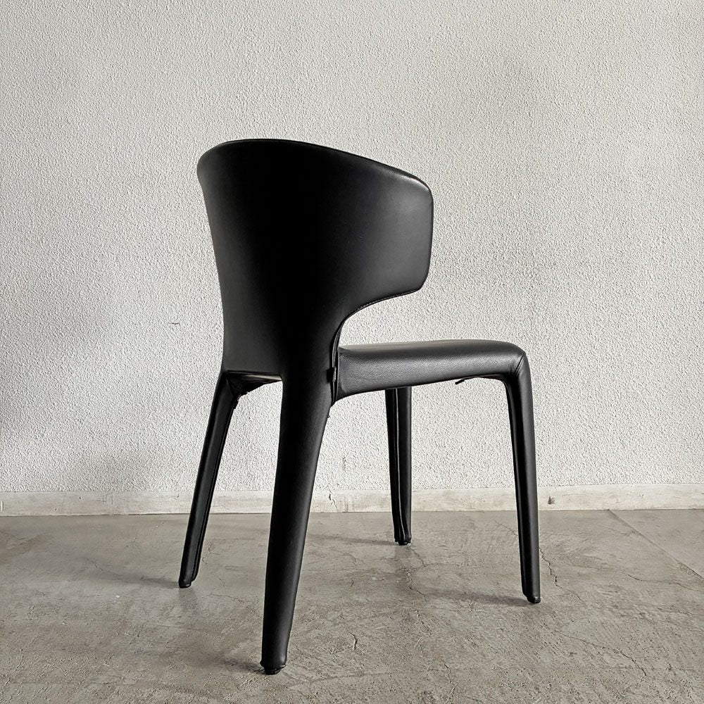 カッシーナ Cassina オラ 367 HOLA アームチェア ダイニングチェア 本革 ブラックレザー ハンス・ウェッツスタイン イタリア 定価￥429,000- 〓