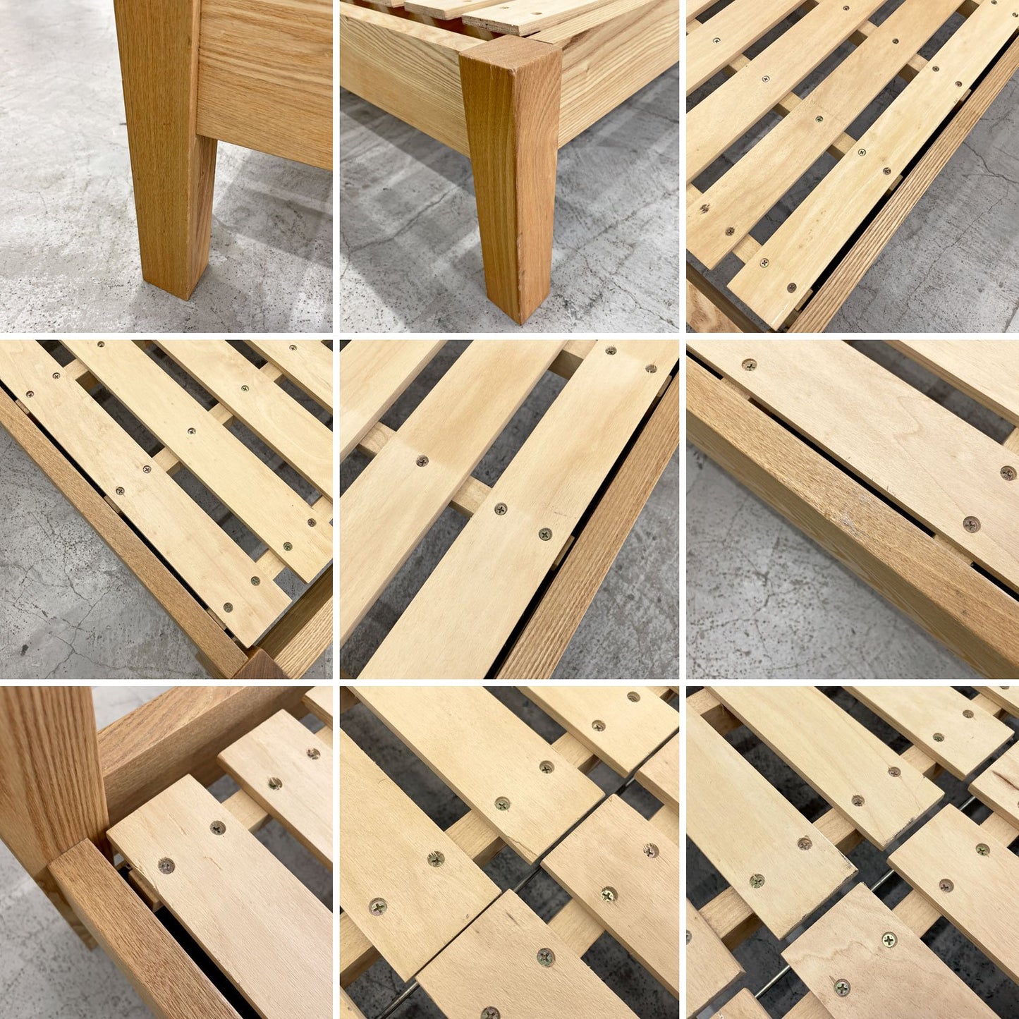 無印良品 MUJI タモ材 木製ベッドフレーム クイーンサイズ シンプルデザイン ナチュラル 廃番 〓