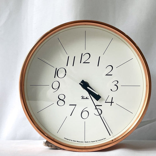 タカタレムノス Lemnos リキクロック Riki Clock 20.4cm 掛け時計 ウォールクロック 銅の時計 渡辺力 100周年 記念モデル ◇