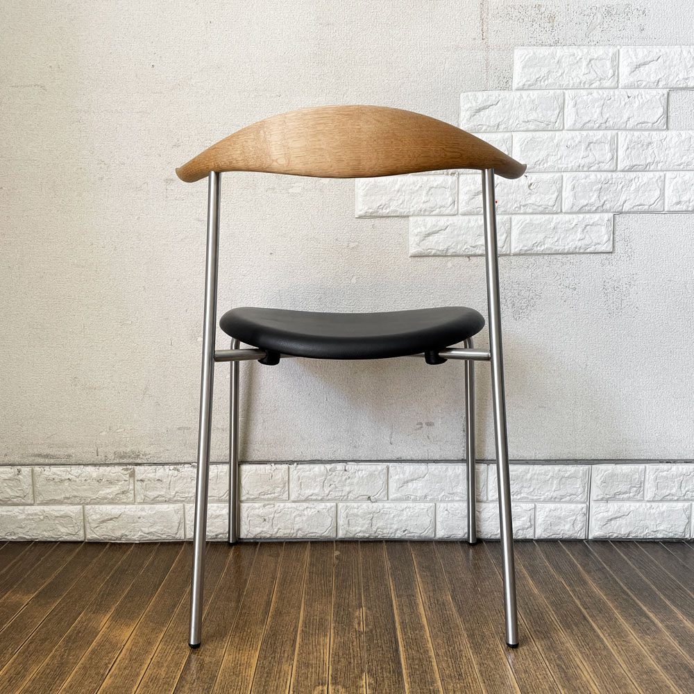 カールハンセン＆サン Carl Hansen & Son CH88P ダイニングチェア オーク材 本革 ブラックレザー ステンレスレッグ ハンス・J・ウェグナー 北欧家具  ◎