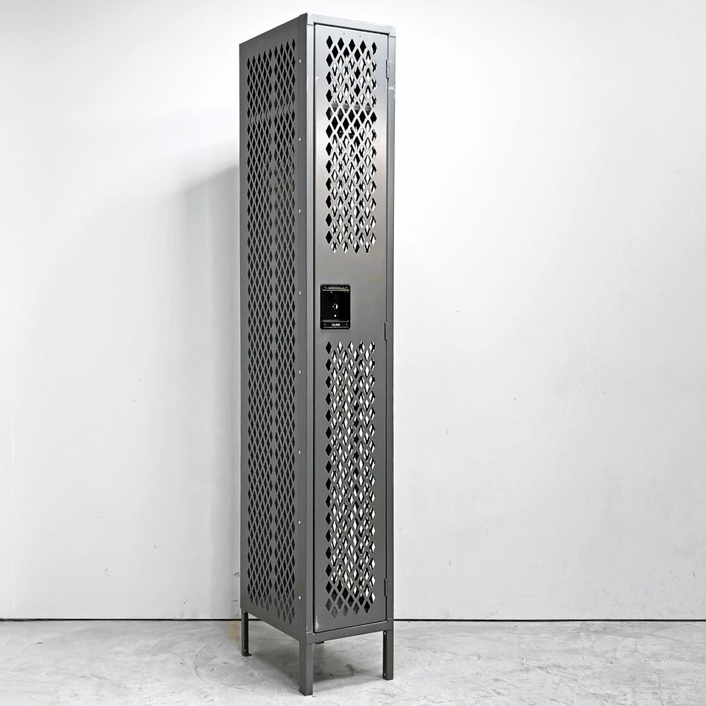 ULINE社 Ventilated Single Tier Lockers スチール製メッシュ ロッカー ティアロッカー 1人用 US ガレージ インダストリアルデザイン A ●