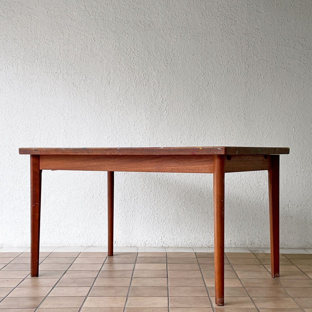 デンマークビンテージ Danish Vintage チーク材 エクステンション ダイニングテーブル ワークテーブル 作業台 伸長式 北欧家具 画家アトリエにて使用 ◇