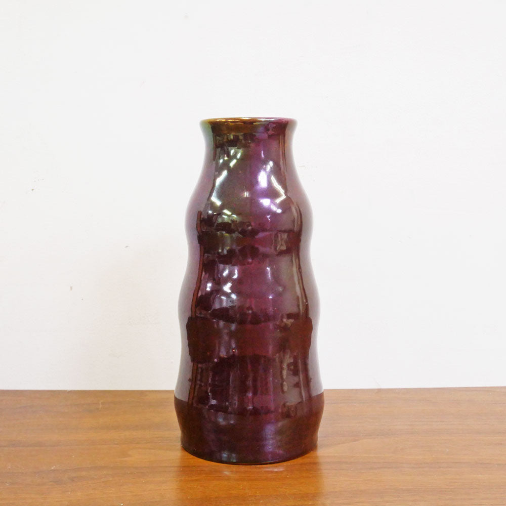 モバック Mobach ceramics フラワーベース 花瓶 luster glaze ダークパープル ラスター H27.5cm オランダ ダッチビンテージ ミッドセンチュリー ●