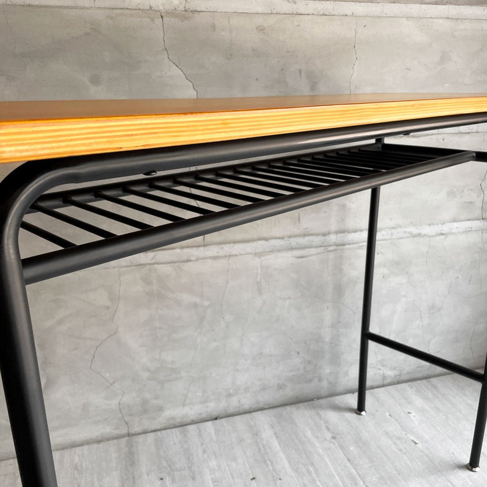 ウニコ unico スクーラ SKOLA カウンターデスク ワークテーブル オーク材  ブラックスチール  W110cm ラック付き ノスタルジックデザイン 廃番 ♪