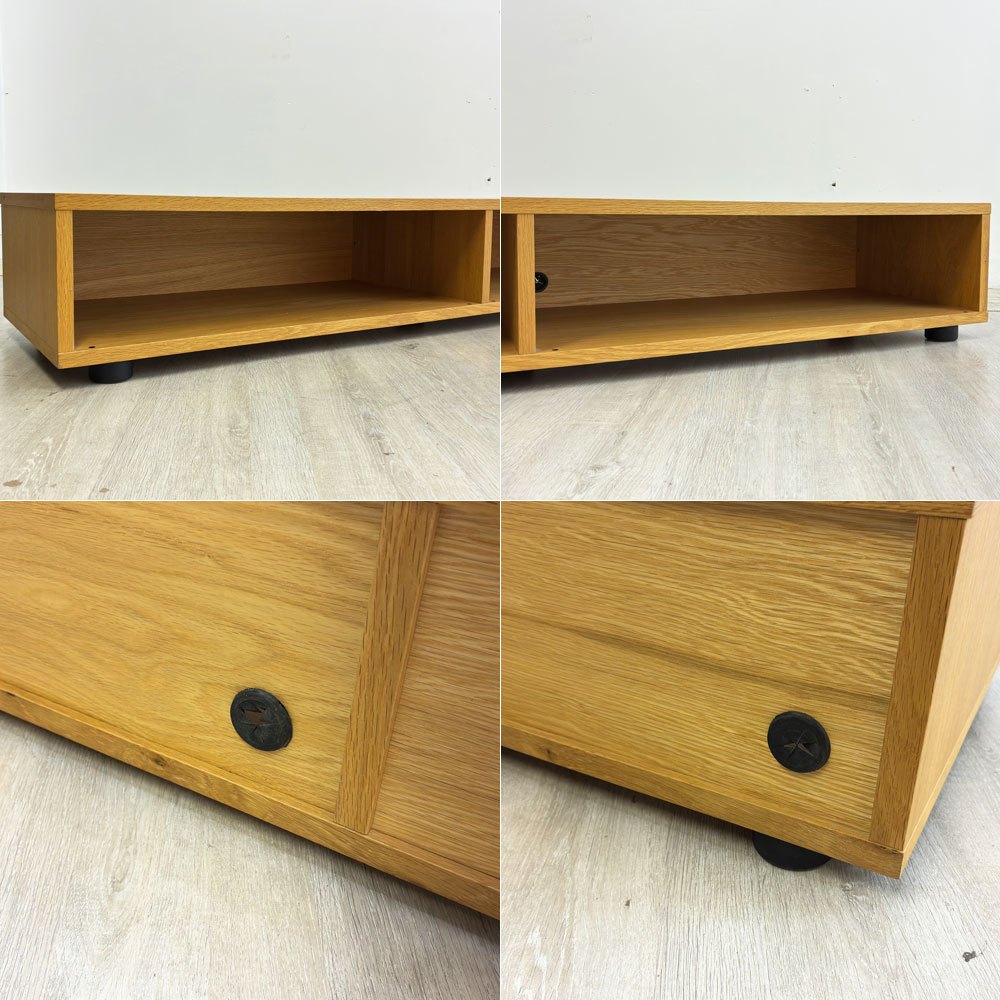 無印良品 MUJI オーク材 AVボード スタッキングシェルフ ロータイプ W162.5cm 配線孔2口 ナチュラル シンプルデザイン ●