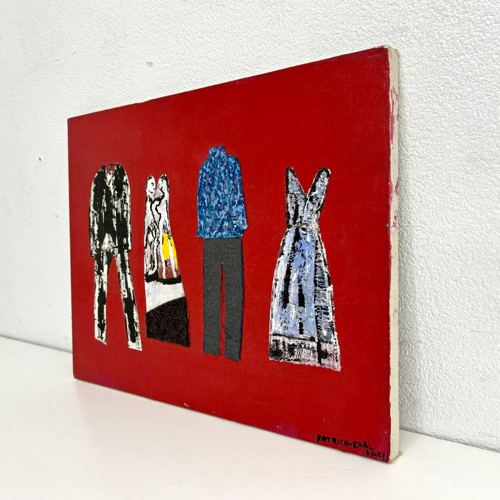 パトリック・アール Patrick Earl unknown キャンバス画 clothes 洋服 コラージュ W46×H35.5cm モダンアート 現代美術 ●