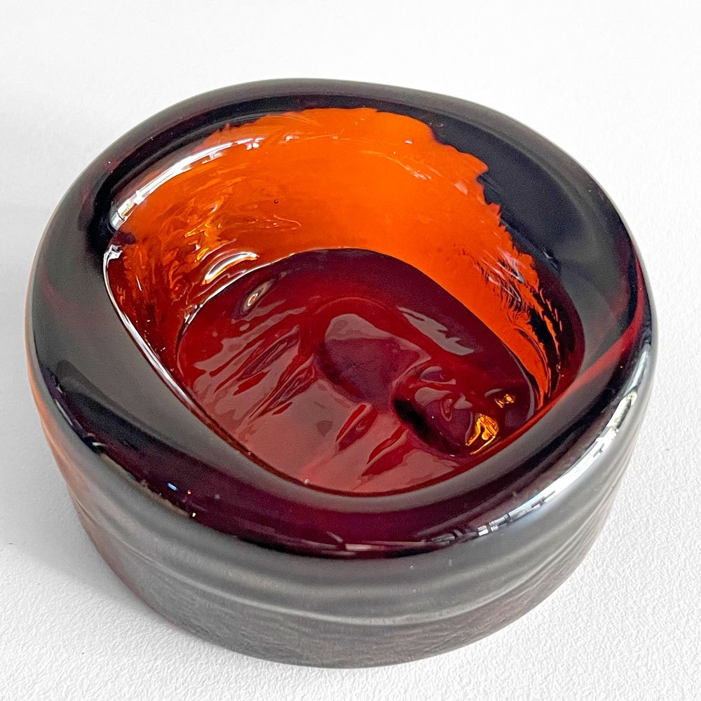 ボダ BODA アッシュトレイ 猫 アンバー ガラス Erik Höglund エリック・ホグラン ビンテージ スウェーデン 北欧雑貨 ■