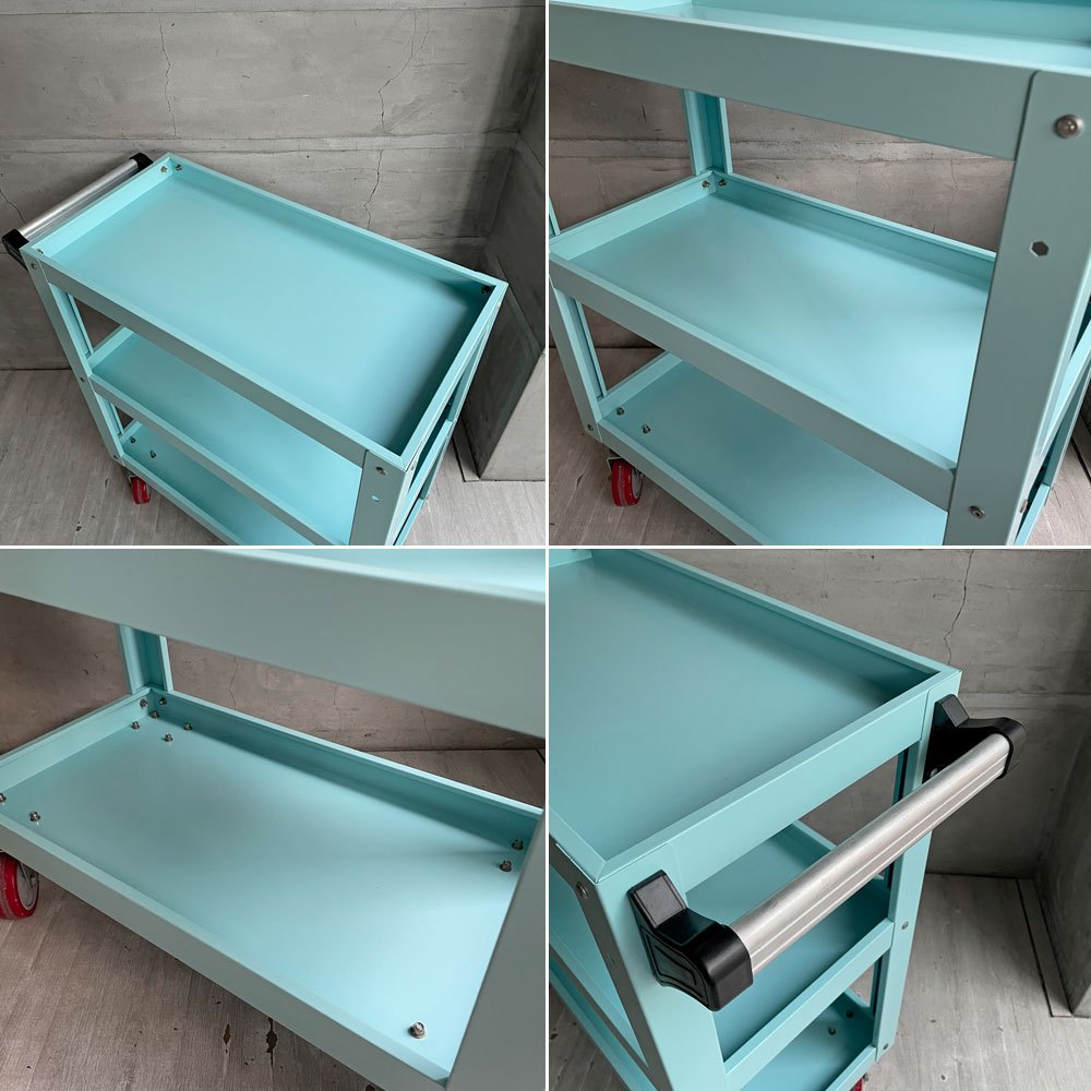 ダルトン DULTON メタルツールカート サックスブルー METAL TOOL CART SAX BLUE 3段トレー キャスター付 定価 ￥22,000- ♪
