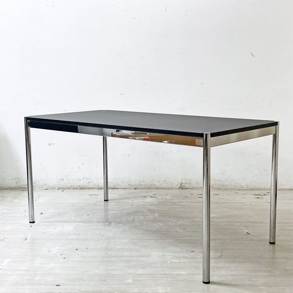 USMモジュラーファニチャー USM Haller USMハラーテーブル ワーキングデスク ダイニングテーブル チャコールリノリウム H74cm アジャスター C ●