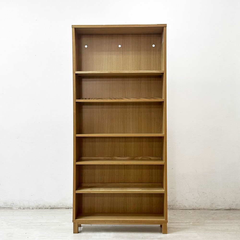 無印良品 MUJI オーク材 薄型ラック ワイド大 W80×D21×H175.5cm 6段 本棚 ブックシェルフ ●
