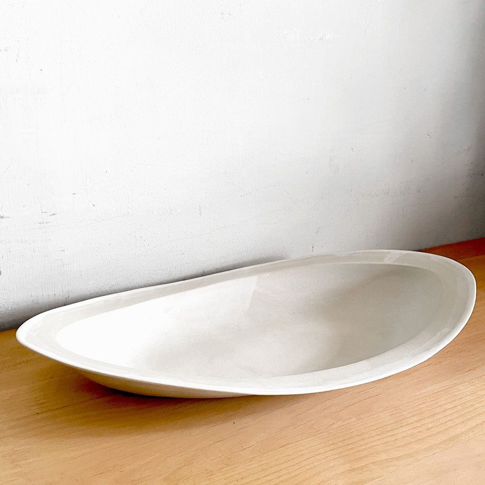 クリスチャンヌ ペロション Christiane Perrochon ストーンウェア STONEWARE オーバル プレート 大 ホワイトカラー イタリア 陶器 ハンドメイド 現代作家 ■