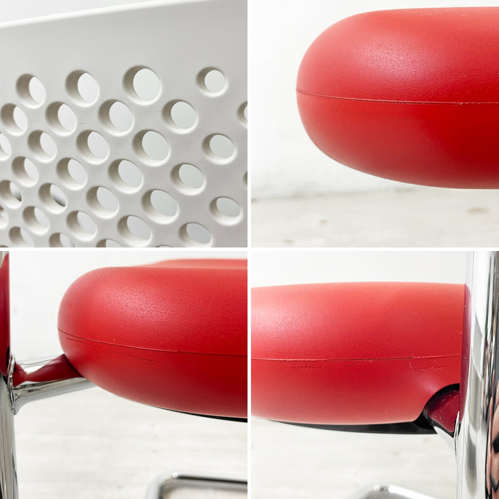 ヴィトラ vitra ビザビ2 Visavis2 アームチェア デスクチェア スタッキングチェア カンティレバー ホワイト×レッド アントニオ・チッテリオ ●
