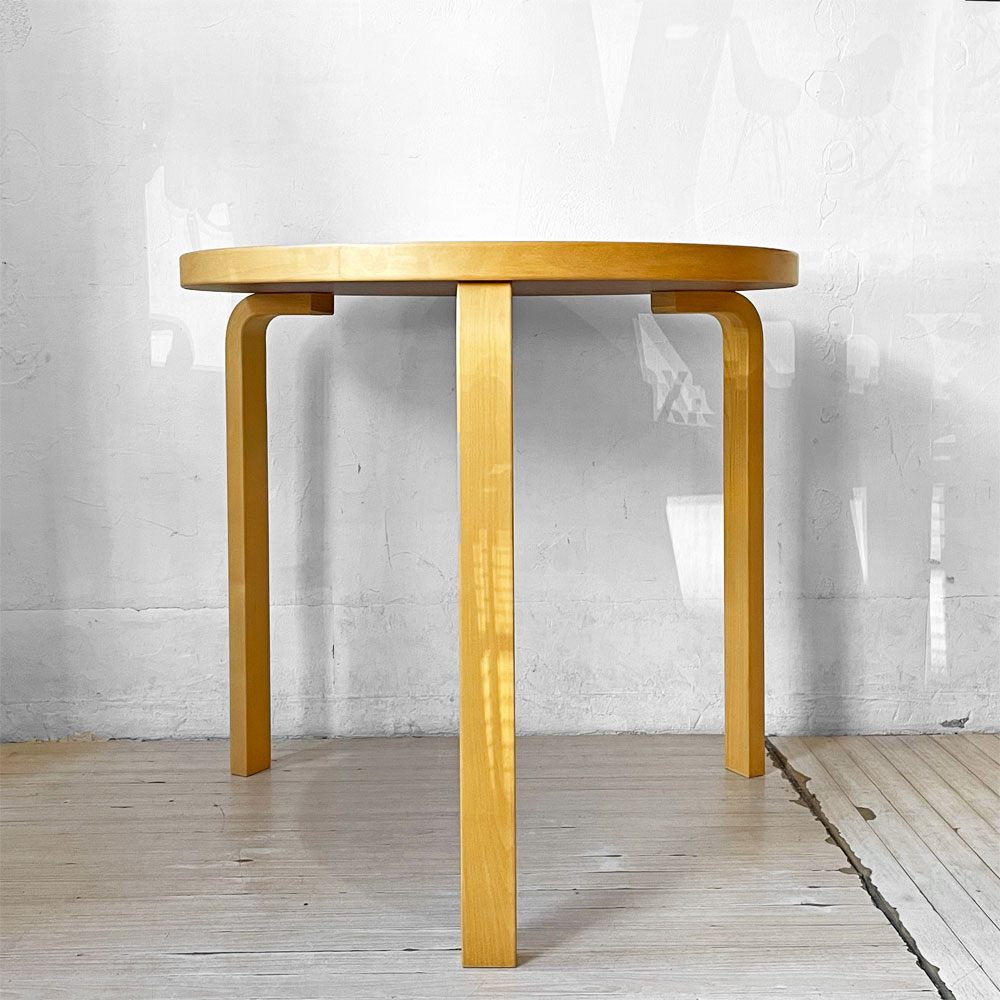 アルテック artek テーブル 90B TABLE ダイニングテーブル ホワイトラミネート天板 バーチ材 3本脚 アルヴァ・アアルト Alvar Aalto フィンランド ★