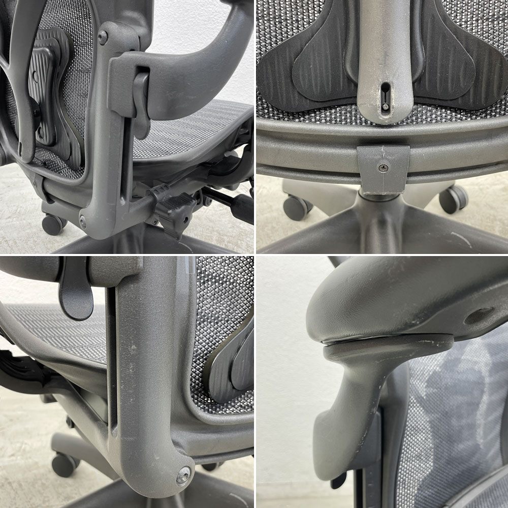 ハーマンミラー Herman Miller アーロンチェア デスクチェア Bサイズ ポスチャーフィット タキシード グラファイトベース ビル・スタンフ ＆ ドン・チャドウィック 〓