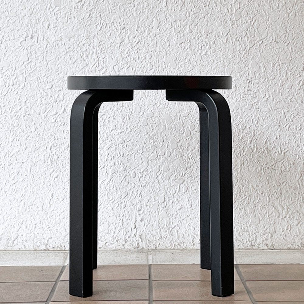 アルテック artek スツール60 E60 オールブラック ラッカー 4本足 アルヴァ・アアルト フィンランド 北欧家具 ◇