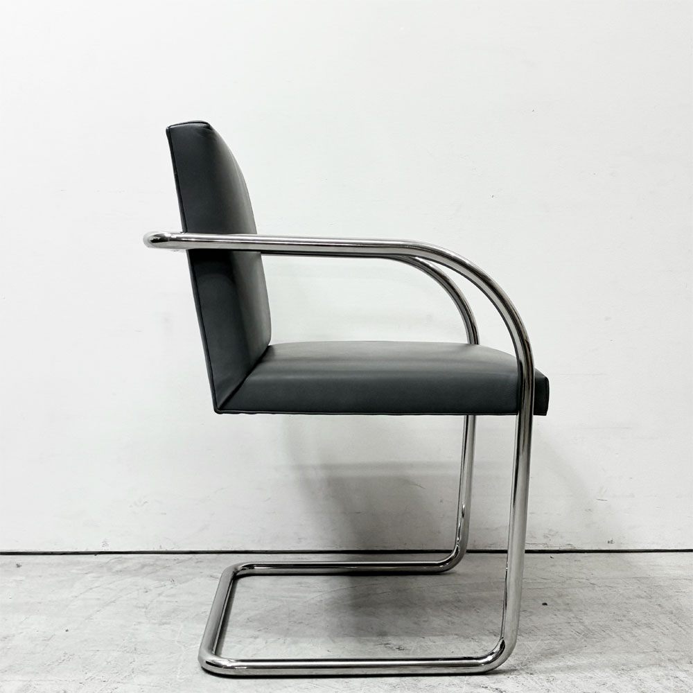 ノル ノール Knoll ブルーノ brno アームチェア チューブラー 合皮レザー グレー系カラー ミースファンデルローエ カンチレバー ●