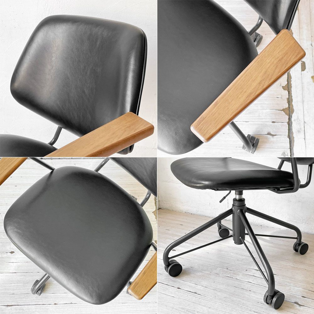 クラッシュゲート CRASHGATE ノットアンティークス Knot Antiques アボック ABOCK デスクチェア ブラック オーク材 肘付き 展示美品 ★