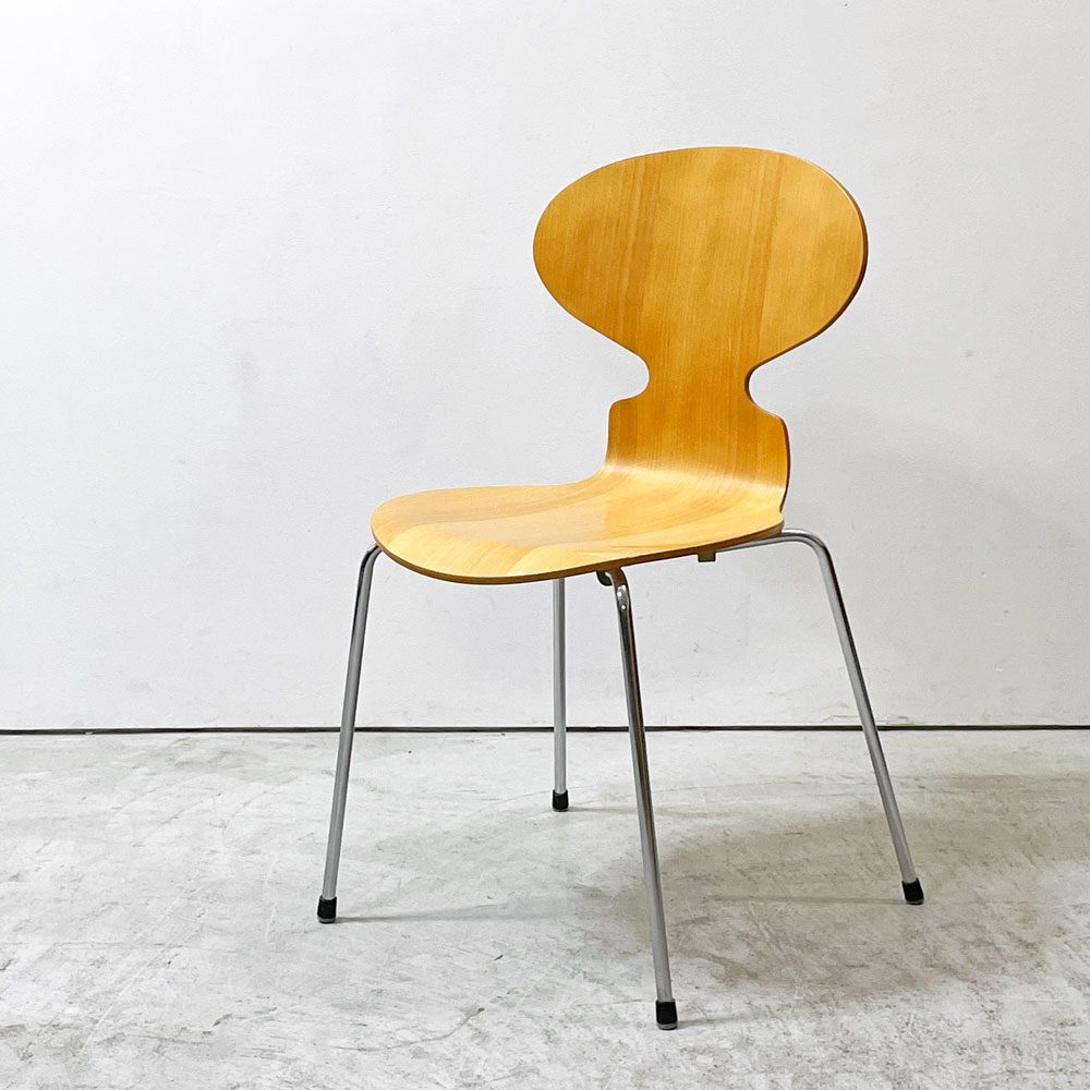フリッツハンセン Fritz Hansen アントチェア 4本脚 ナチュラルビーチ ラッカー アルネ・ヤコブセン 北欧家具 A ●
