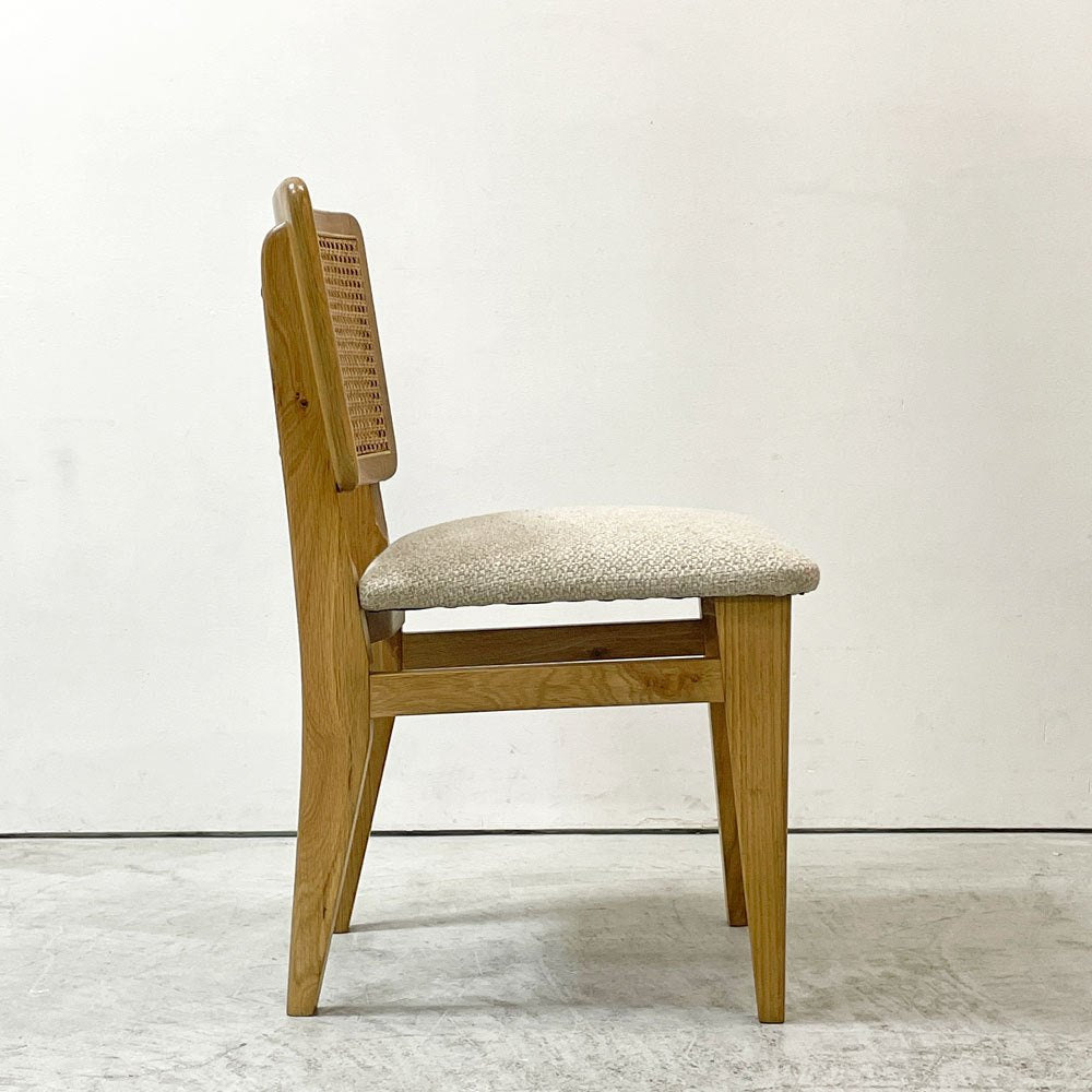 クラッシュゲート CRASHGATE ノットアンティークス Knot Antiques ピケ PIKE チェア オーク材 ファブリック座面 ラタン ベージュ ビンテージスタイル ●
