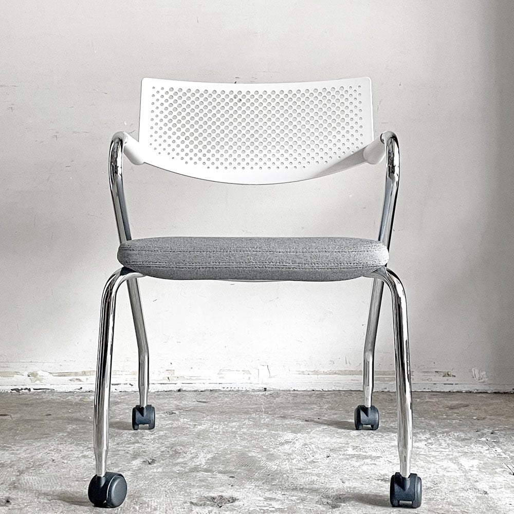 ヴィトラ vitra ビザロール Visaroll デスクチェア ミーティングチェア グレー系 ファブリック キャスターベース スタッキング アントニオ・チッテリオ B ■