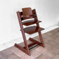 ストッケ STOKKE トリップトラップ TRIPP TRAPP ベビーチェア キッズチェア ブラウン S/N3～ 高さ調整可 木製ガード レザーベルト プラスチック背もたれ ノルウェー ◇